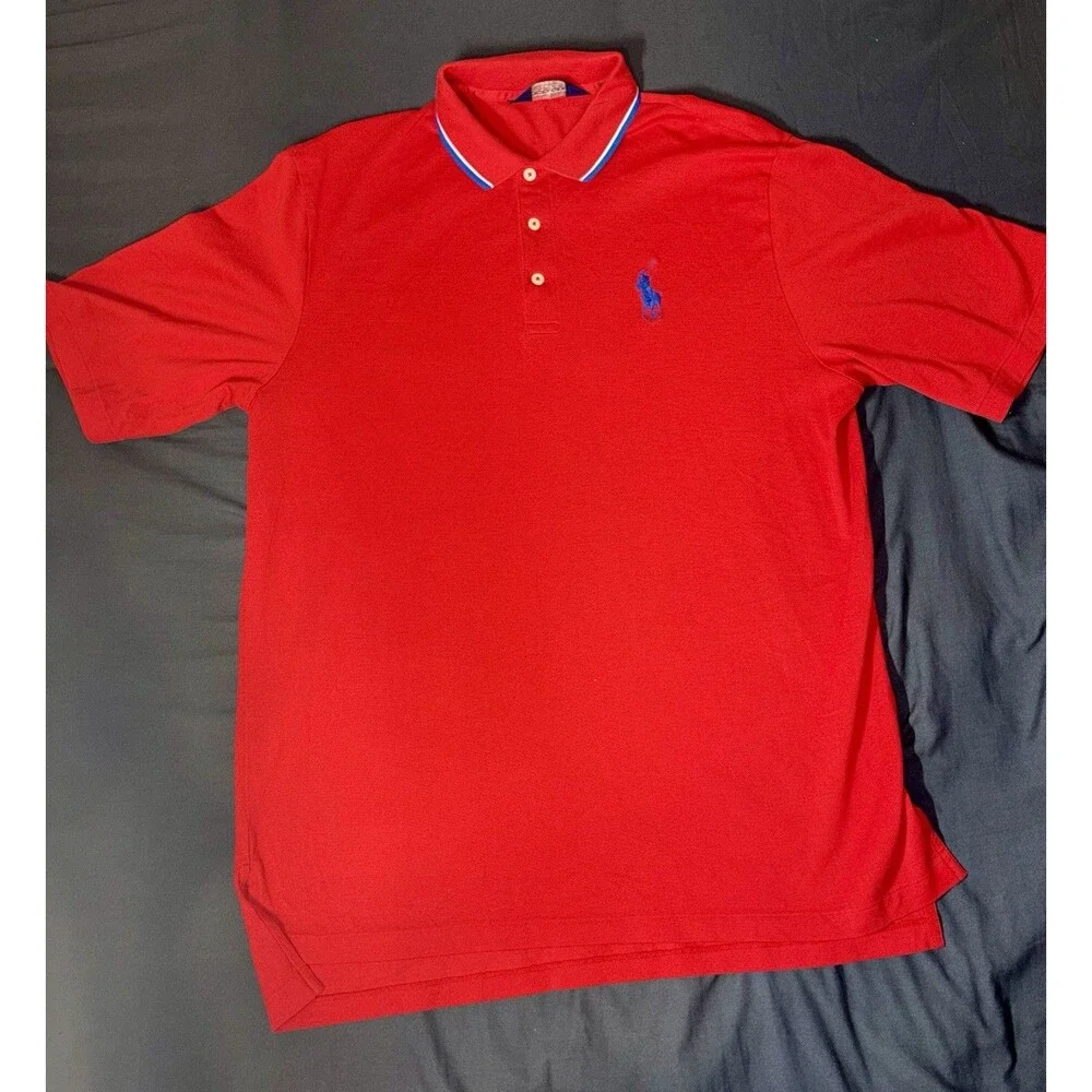Ralph Lauren Polo 100% Cotton Golf Shirt Red Men's Size Large